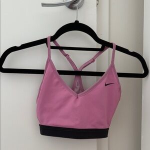 Nike Women's Vivid Pink and Black Sports Bra